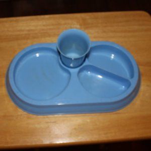Vintage Blue  Child's Section Plate with Cup and cup holder